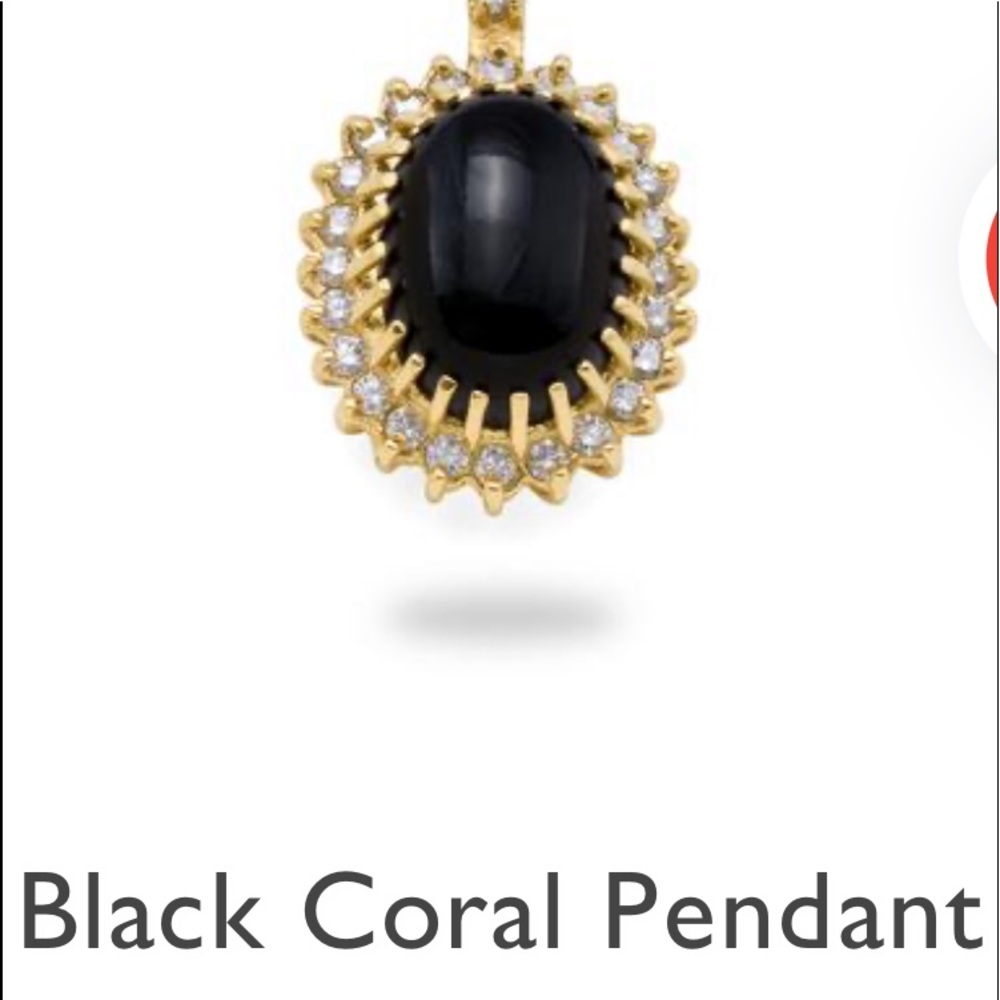 Maui divers black coral and diamond pendant